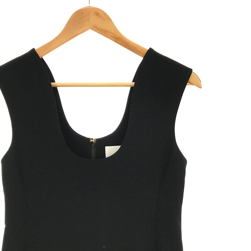 Deep Neck Sleeveless Dress - black ディープネック ドレス