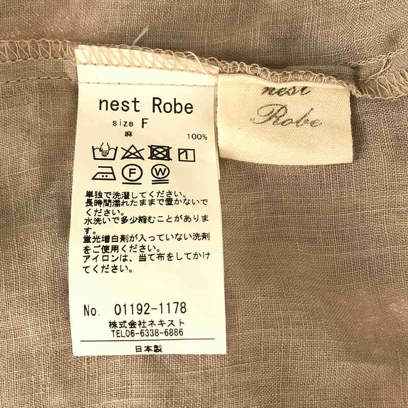 nest robe / ネストローブ リネン フリルネック チュニック シャツ ブラウス