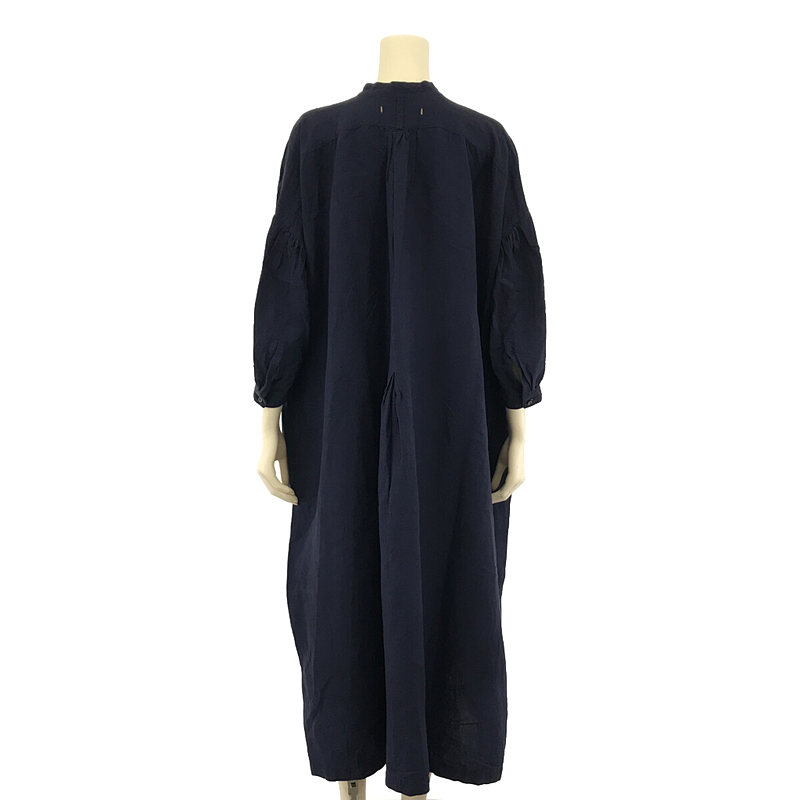 suzuki takayuki / スズキタカユキ 10th ビッグシルエット バンドカラー リネン ロング ワンピース