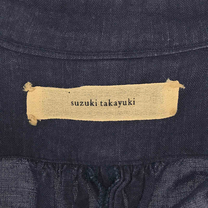 【新品】  suzuki takayuki / スズキタカユキ | 10th ビッグシルエット バンドカラー リネン ロング ワンピース  | night blue | レディース