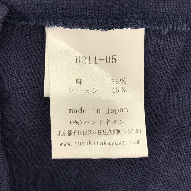 suzuki takayuki / スズキタカユキ 10th ビッグシルエット バンドカラー リネン ロング ワンピース