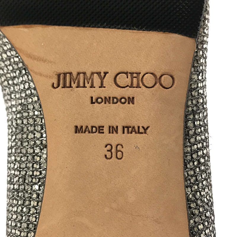 JIMMY CHOO / ジミーチュウ クリスタルリボン ポインテッドトゥ フラットシューズ パンプス