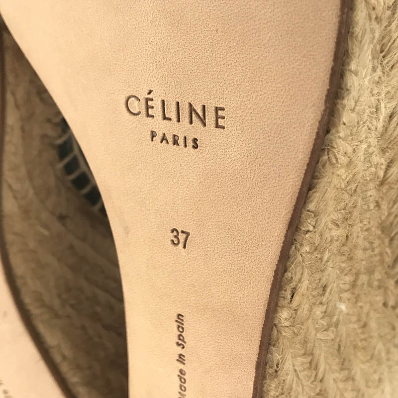 CELINE / セリーヌ Open Toe Bootie レザー エスパドリーユ ウエッジソール サンダル ブーティー 箱・保存袋有 black