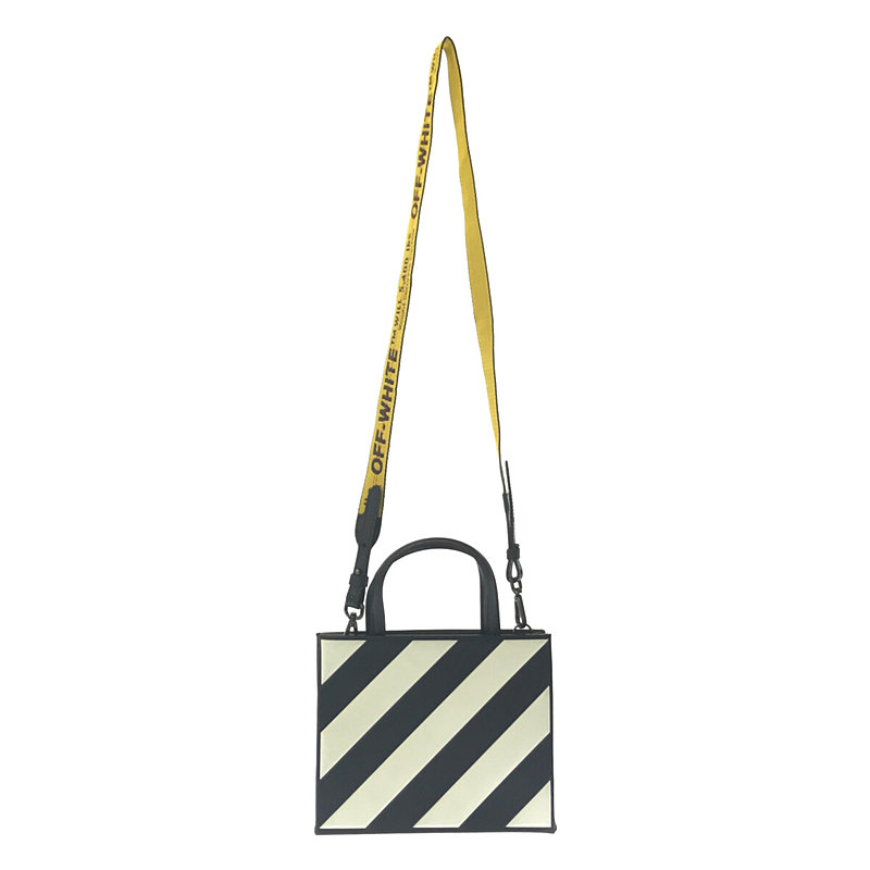 Off-White / オフホワイト 2way Diagonal Box Bag ”Virgil Abloh” イタリア製 牛革 レザー バイカラー ショルダー付き ハンドバッグ 保存袋有