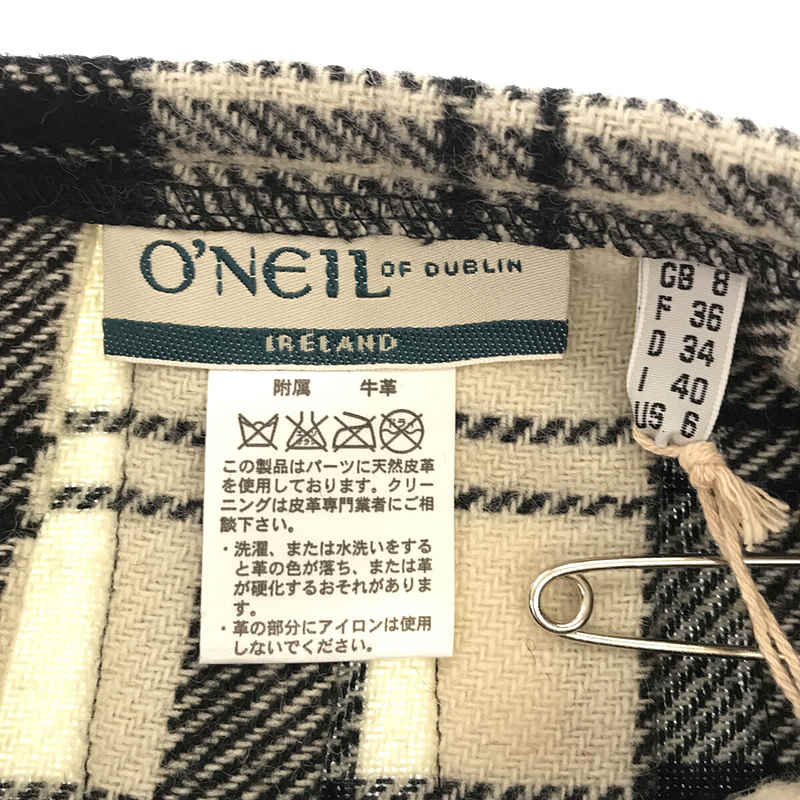 O'NEIL OF DUBLIN / オニールオブダブリン ウール チェック バックプリーツ キルト ラップスカート