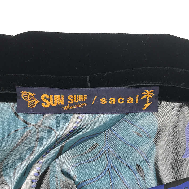 sacai / サカイ × SUN SURF サンサーフ コラボ Monstera ベロア切替 アロハシャツ