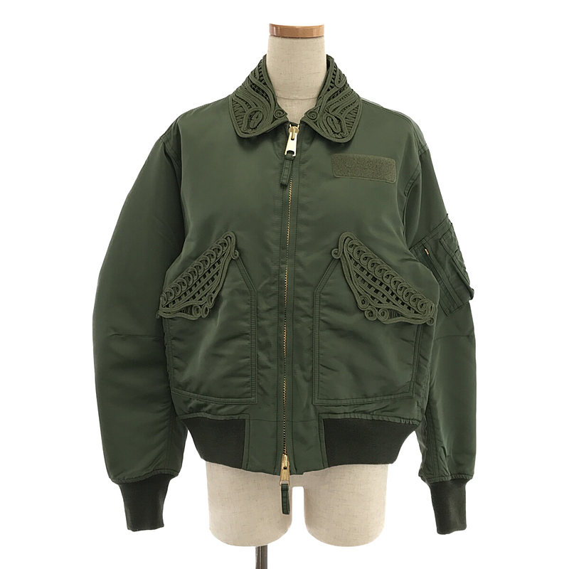 Cording Embroidered Flight Jacket / ナイロンツイル ブルゾン ミリタリージャケット