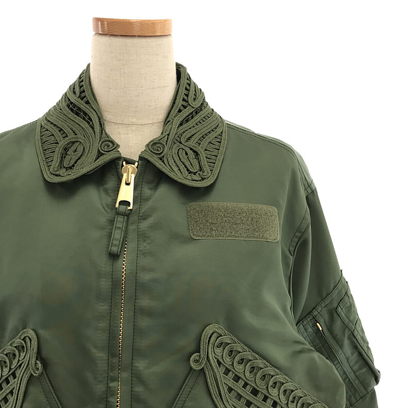 Mame Kurogouchi / マメクロゴウチ Cording Embroidered Flight Jacket / ナイロンツイル ブルゾン ミリタリージャケット