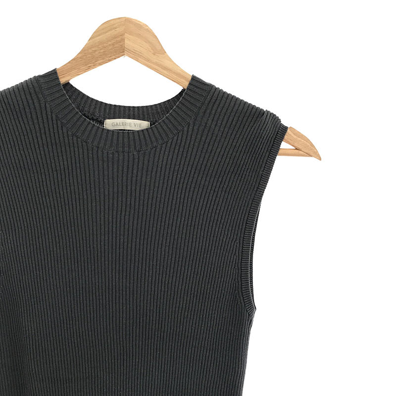 GALERIE VIE / ギャルリーヴィー コットン ノースリーブ リブ ニット
