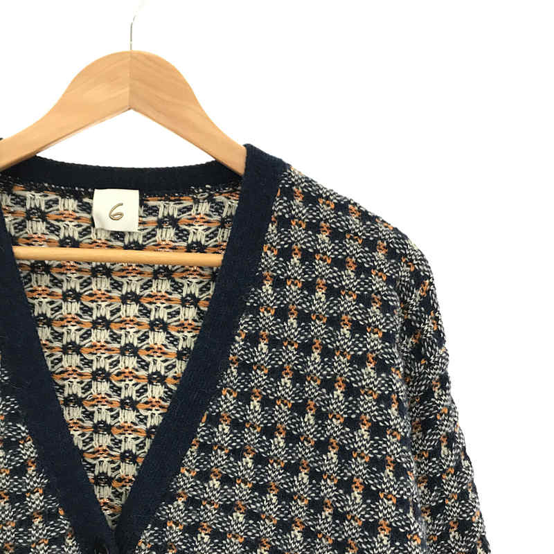 ROKU / ロク JACQUARD V NECK KNIT CARDIGAN ジャガード Vネック ニットカーディガン