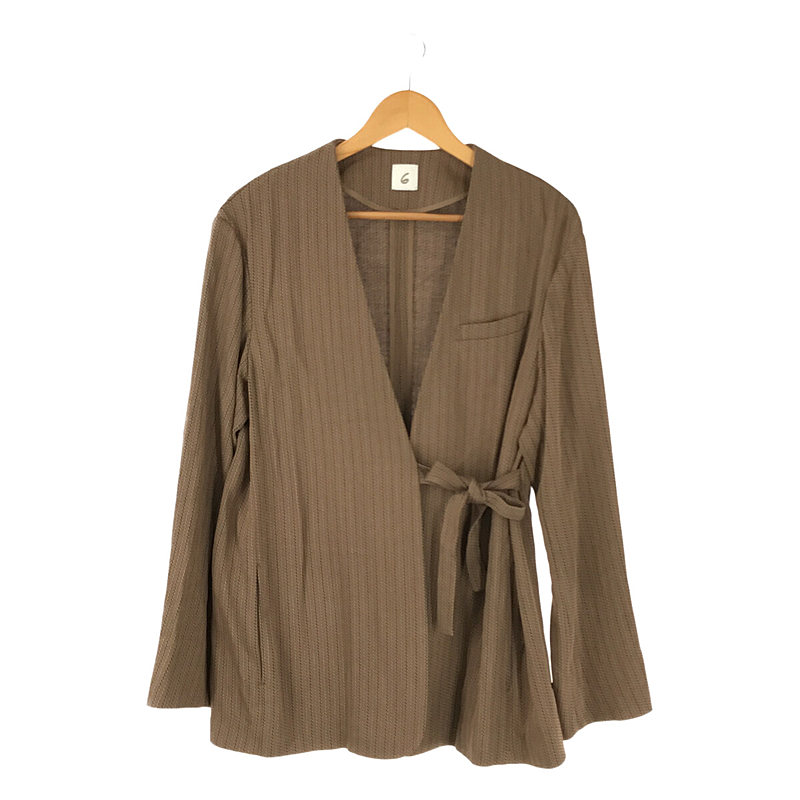 現金特価】 6 ロク HEAVY LINEN JACKET ノーカラージャケット リネン