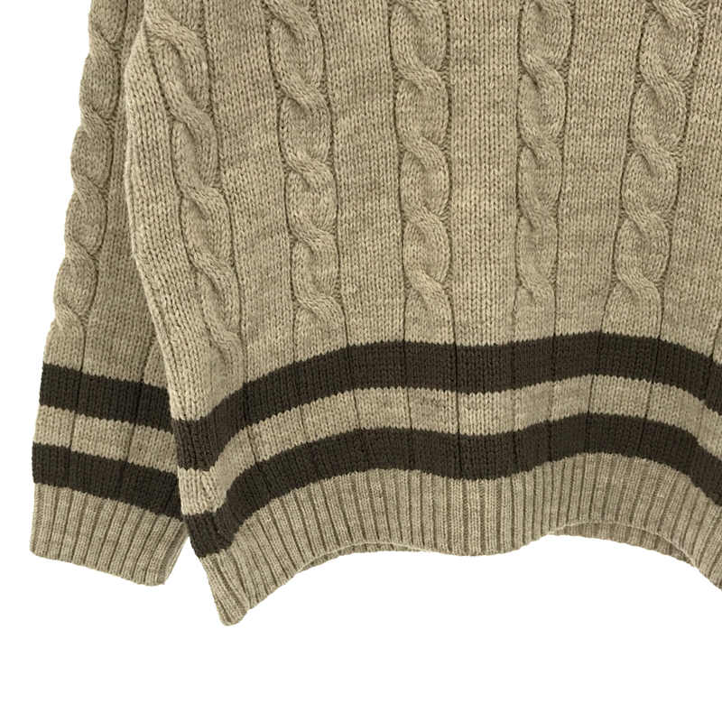 Oldderby Knitwear / オールダービーニットウェア 英国製 Vネック ウール チルデン ケーブル  ニット