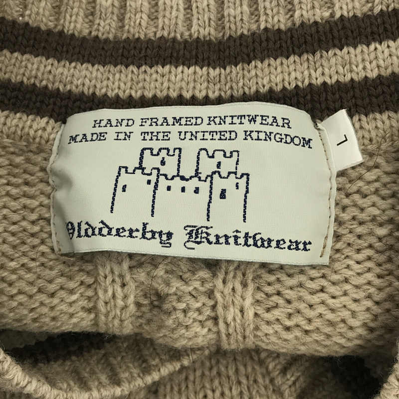 Oldderby Knitwear / オールダービーニットウェア 英国製 Vネック ウール チルデン ケーブル  ニット