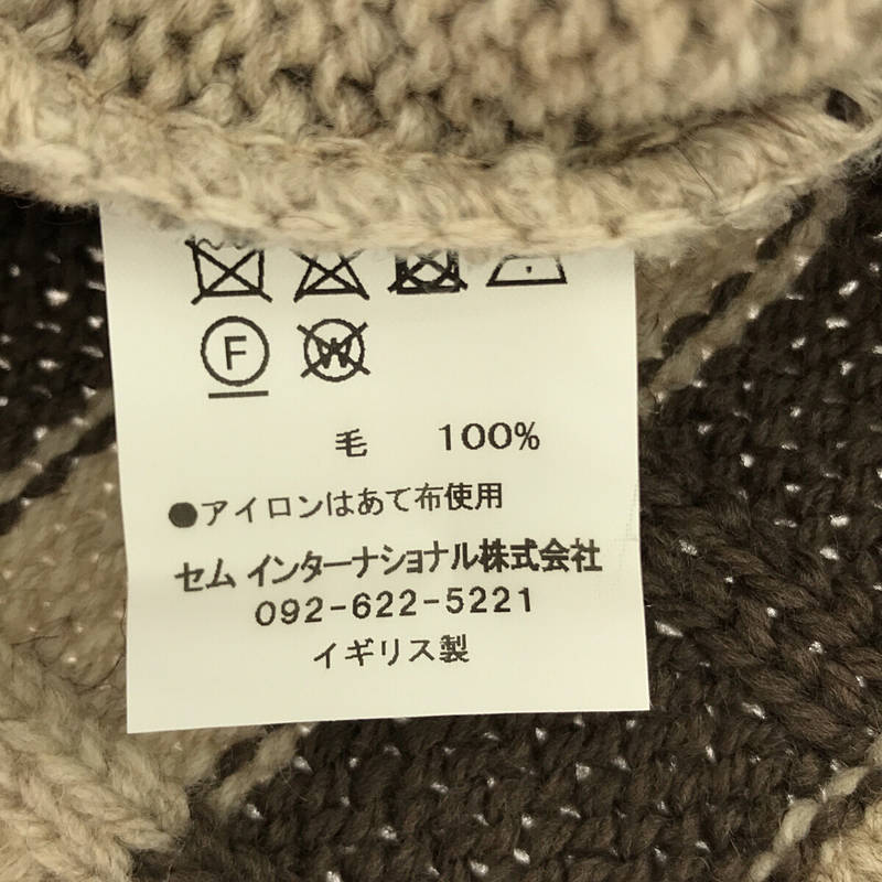 Oldderby Knitwear / オールダービーニットウェア 英国製 Vネック ウール チルデン ケーブル  ニット