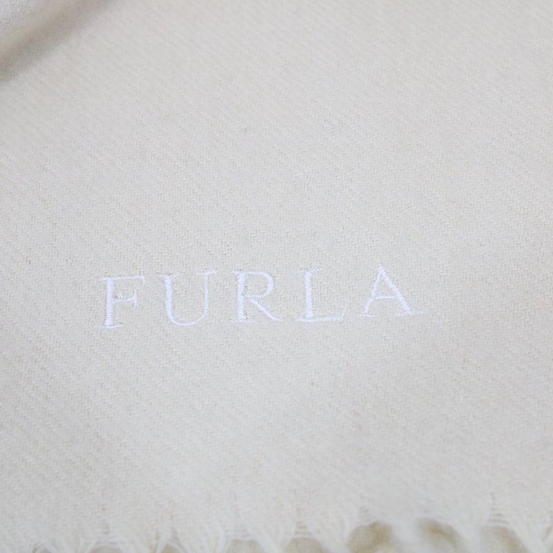 FURLA / フルラ ロゴ刺繍 フリンジマフラー