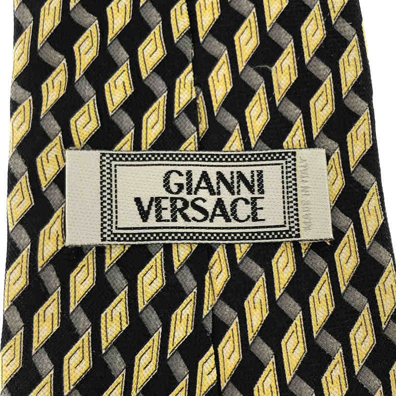 Gianni Versace / ジャンニ ヴェルサーチ イタリア製 SILK シルク 100％ ストライプ切替 総柄 フォーマル ネクタイ