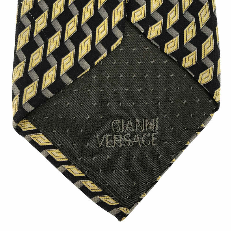 Gianni Versace / ジャンニ ヴェルサーチ イタリア製 SILK シルク 100％ ストライプ切替 総柄 フォーマル ネクタイ