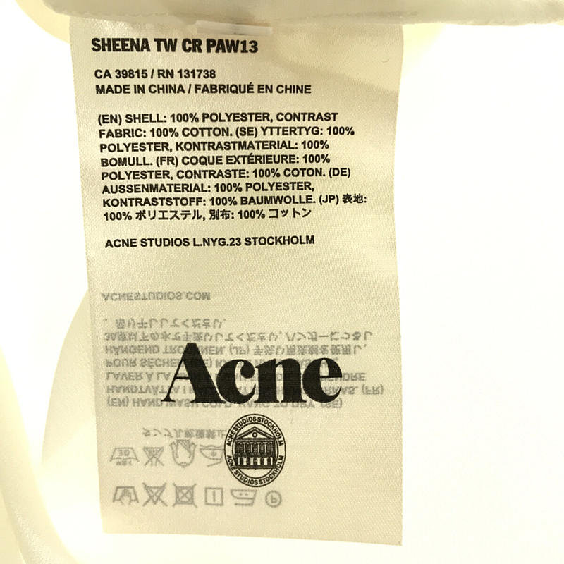 Acne / アクネ SHEENA TW CR 鹿の子 シフォン切替 ノースリーブブラウス シャツ