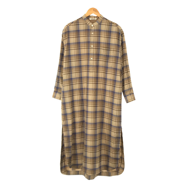 130′s SUPER LIGHT WOOL CHECK ONE-PIECE チェック プルオーバー ロング ワンピース