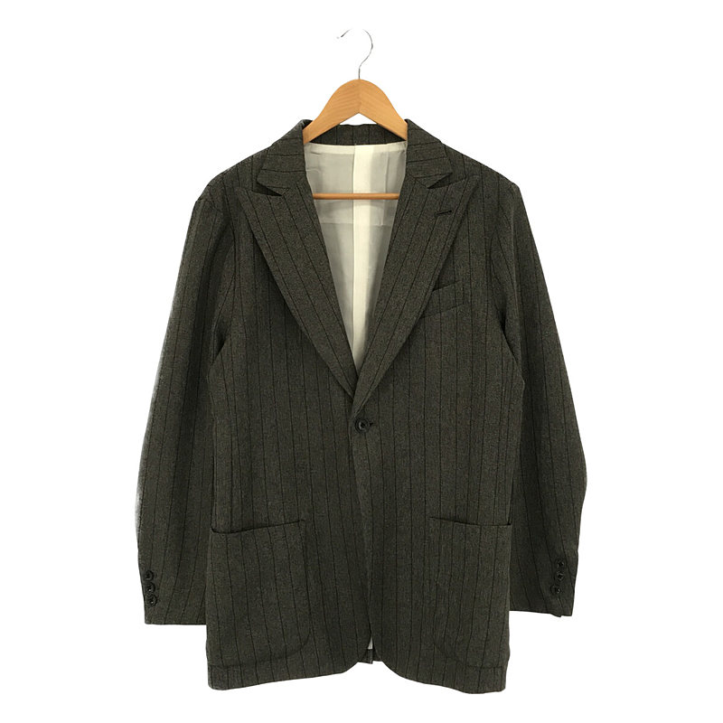 Peaked Lapel 1B Jacket - Stripe Poly Cloth gray テーラード ジャケット