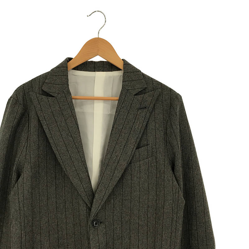 Needles / ニードルス Peaked Lapel 1B Jacket - Stripe Poly Cloth gray テーラード ジャケット