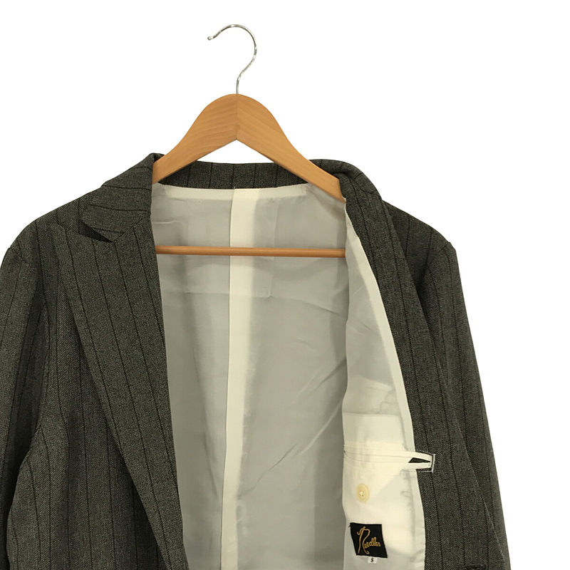 Needles / ニードルス Peaked Lapel 1B Jacket - Stripe Poly Cloth gray テーラード ジャケット
