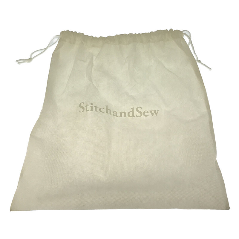 StitchandSew / ステッチアンドソー レザー切替 異素材 ハンドバッグ ラフィア カゴ ポーチ 保存袋有
