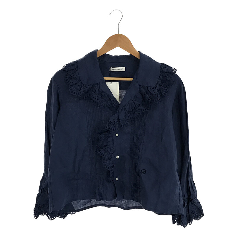 MADISONBLUE embroidery lace linen blouse