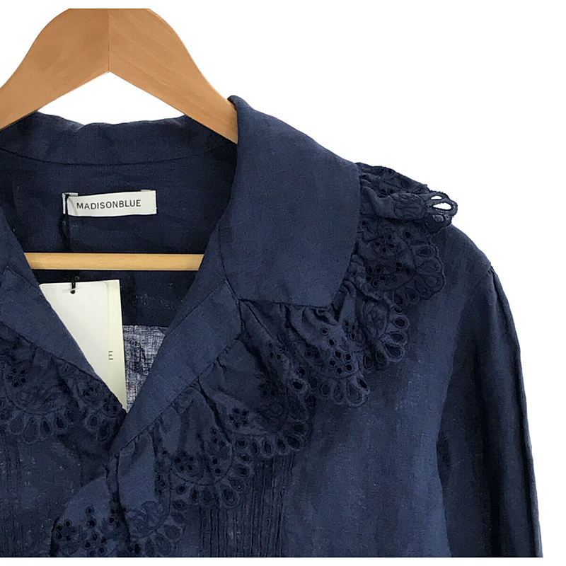 MADISONBLUE embroidery lace linen blouse