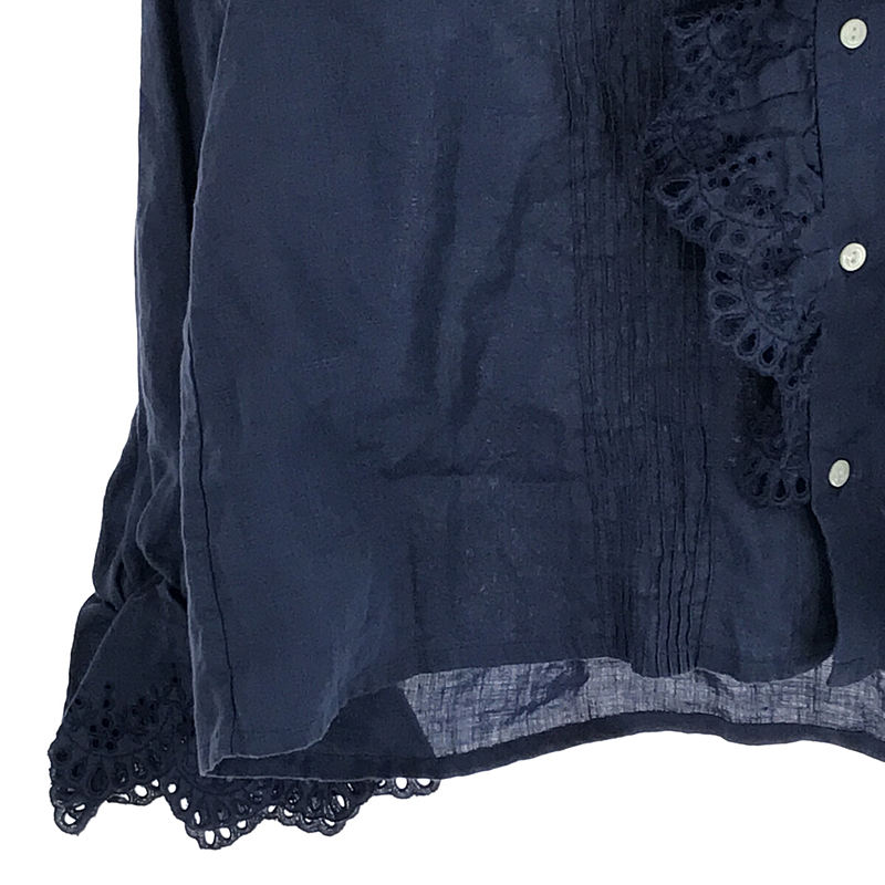 MADISONBLUE embroidery lace linen blouse