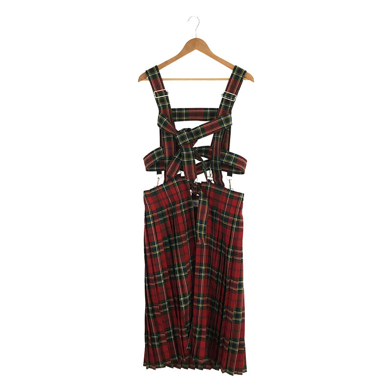 KL604 Harness Pleats Skirt Green Check ハーネス プリーツスカート | ブランド古着の買取・委託販売 KLD  USED CLOTHING