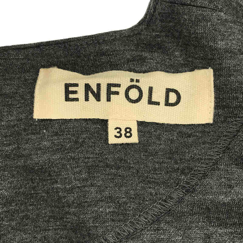 ENFOLD / エンフォルド クルーネック アシメトリー ノースリーブ カットソー ブラウス