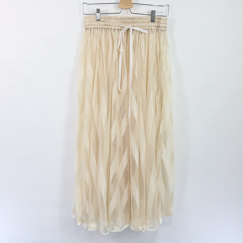long tulle skirt stripe チュールストライプスカート beigeThomas magpie / トーマスマグパイ