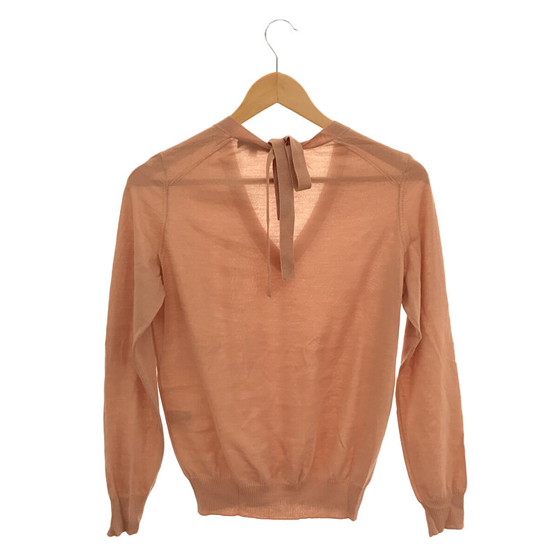 Drawer / ドゥロワー 18Gカシミヤシルクバックリボン Vネックニット