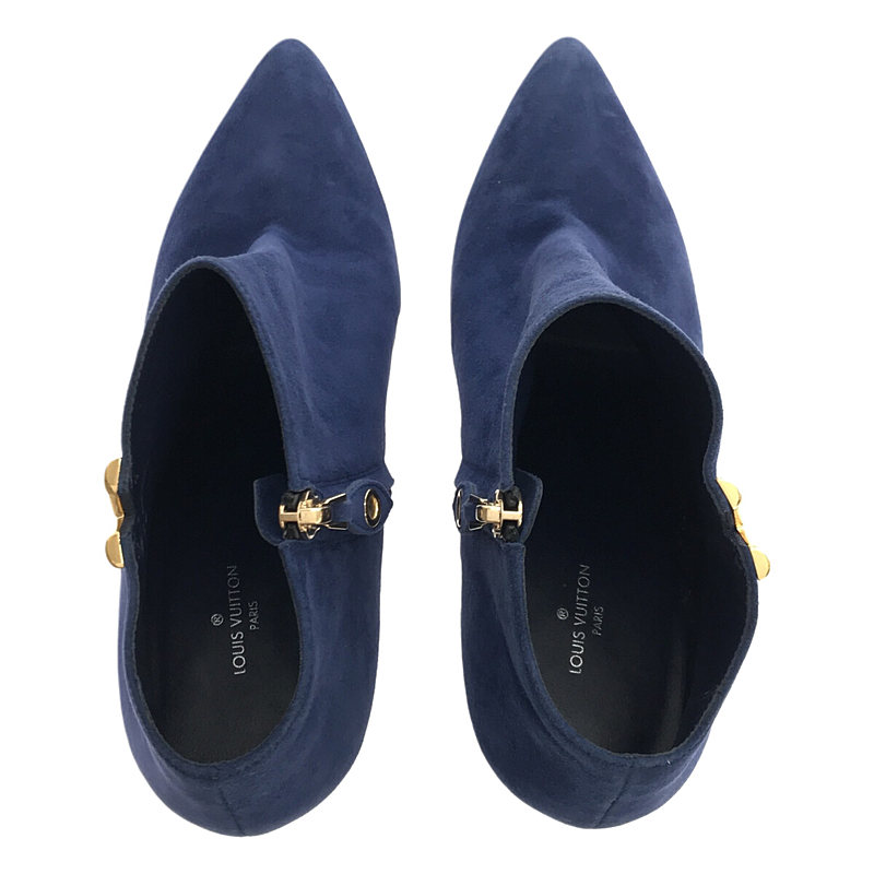 GUCCI / グッチ ロゴ装飾 スエードレザー サイドジップ ブーティ / ショートブーツ