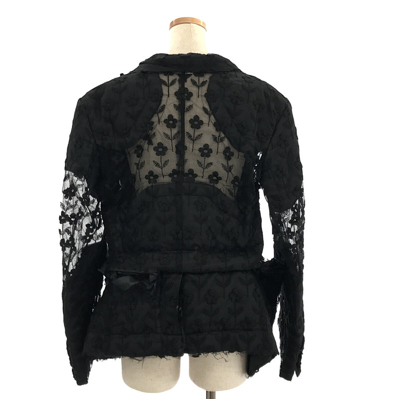 COMME des GARCONS / コムデギャルソン 総刺繍 断ち切り フリル装飾 チュール ドッキング 変形ジャケット