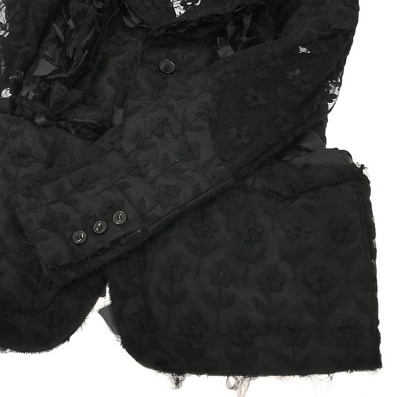 COMME des GARCONS / コムデギャルソン 総刺繍 断ち切り フリル装飾 チュール ドッキング 変形ジャケット