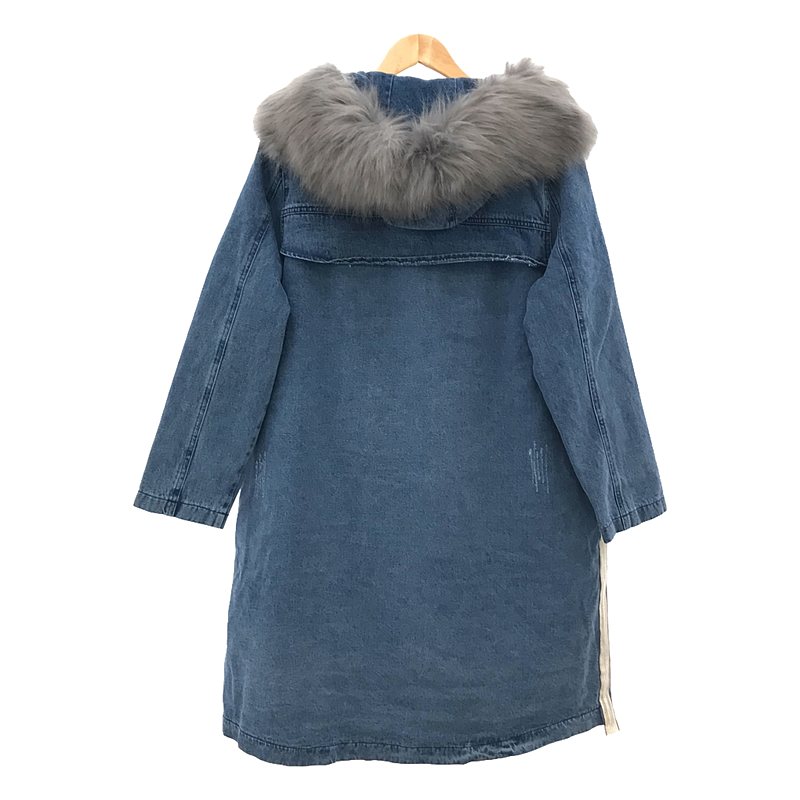 その他 着脱可ファー・ライナー付き ダメージ加工 デニム オーバー モッズコート フーディ