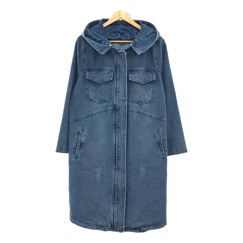 その他 着脱可ファー・ライナー付き ダメージ加工 デニム オーバー モッズコート フーディ