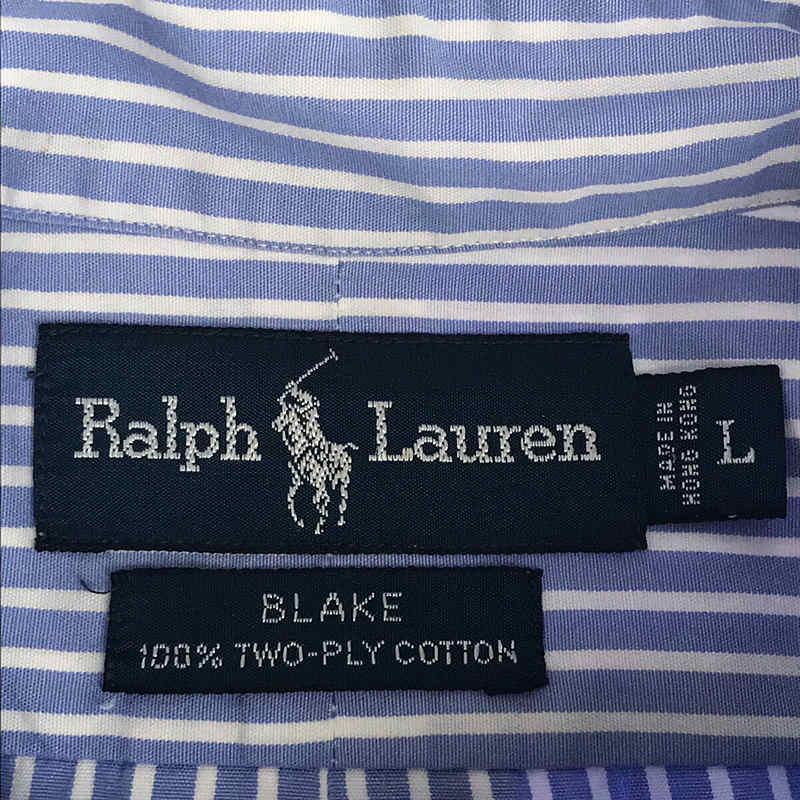 RALPH LAUREN / ラルフローレン 90s VINTAGE ヴィンテージ BLAKE ポニーロゴ 刺繍 ストライプ ボタンダウン 半袖 シャツ