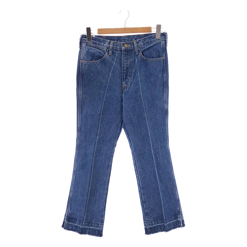 5P TDENIM CENTER PRESS PT カットオフ フレア デニム パンツ