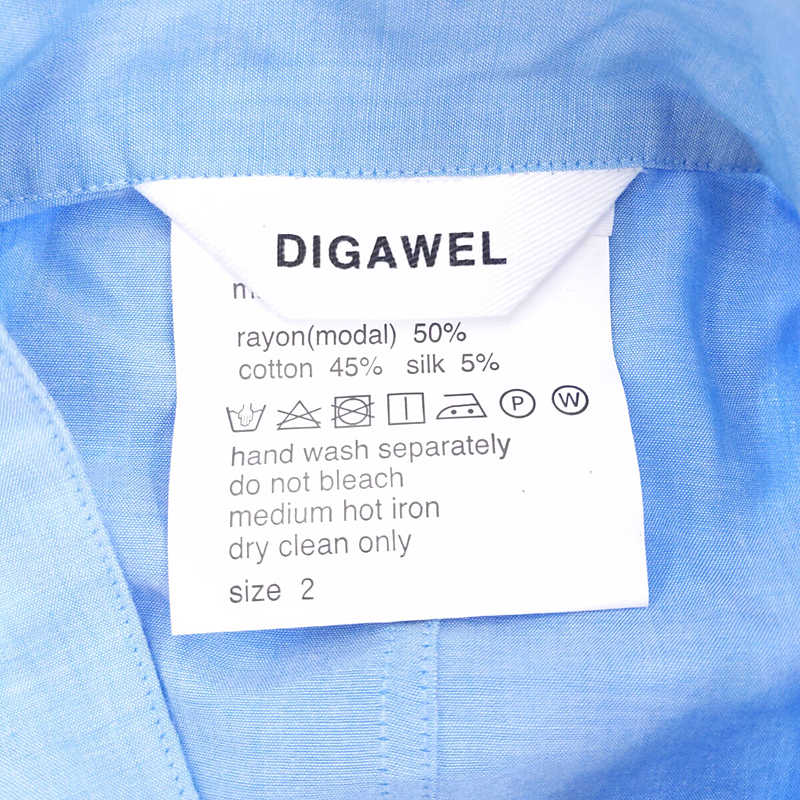 DIGAWEL / ディガウェル レーヨン コットン シルク 裾コード スタンドカラーシャツ