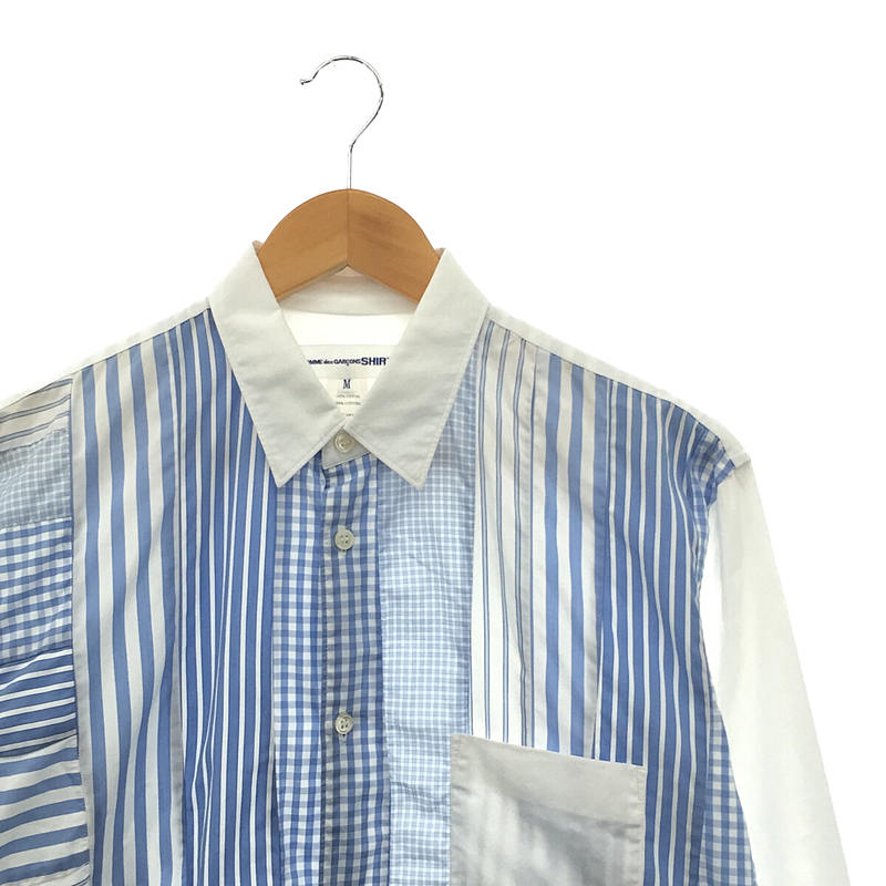 COMME des GARCONS SHIRT / コムデギャルソンシャツ コットン チェック ストライプ 切替 パッチワークシャツj