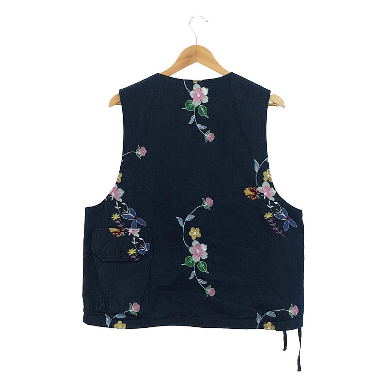 Cover Vest - Denim Floral Embroidery フローラル 花柄 刺繡Engineered Garments /  エンジニアドガーメンツ