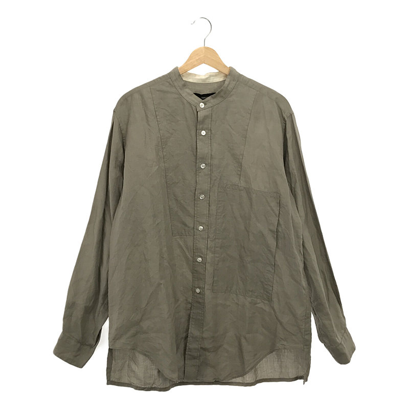 Charmingman Shirt シルク リネン バンドカラーシャツ