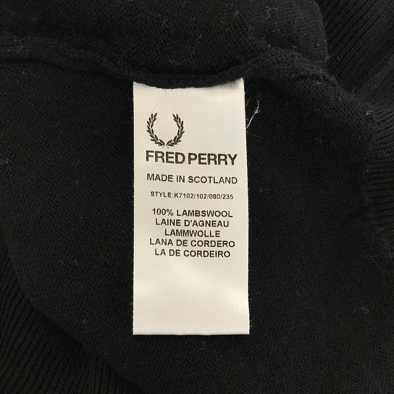 FRED PERRY / フレッドペリー ラムウール くるみボタン Vネックカーディガン