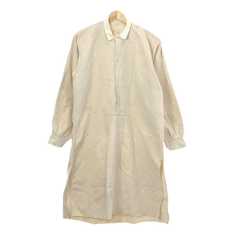 1900年代初頭 アンティーク French Linen Shirt フランス リネン 刺繍 ロングシャツ スモック