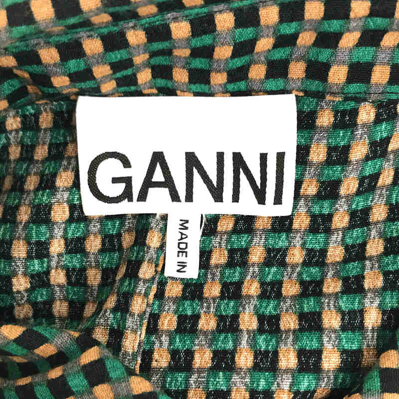 Ganni / ガニー レーヨン チェック柄 シャツワンピース