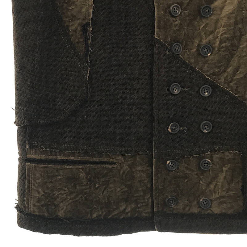 ziggy chen / ジギーチェン STAND COLLAR DOUBLE BREASTED PATCHWORKWAISTCOAT /  ツイード ダブルブレストベスト