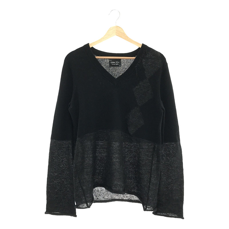 06AW NOIR期 ウール アーガイル 切替 Vネックニット | ブランド 06AW NOIR期 ウール アーガイル 切替 Vネックニット | ブランド